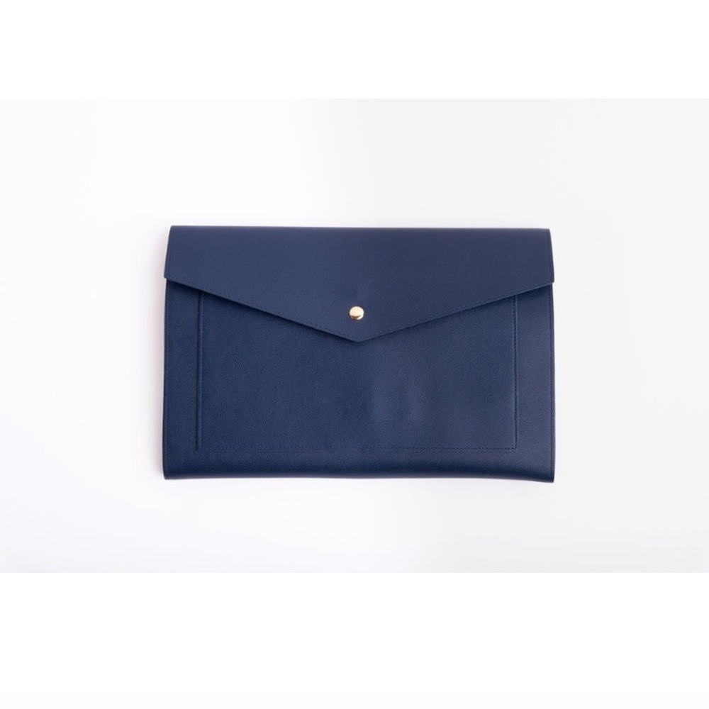 New Navy Megan Vegan Leather Clutch